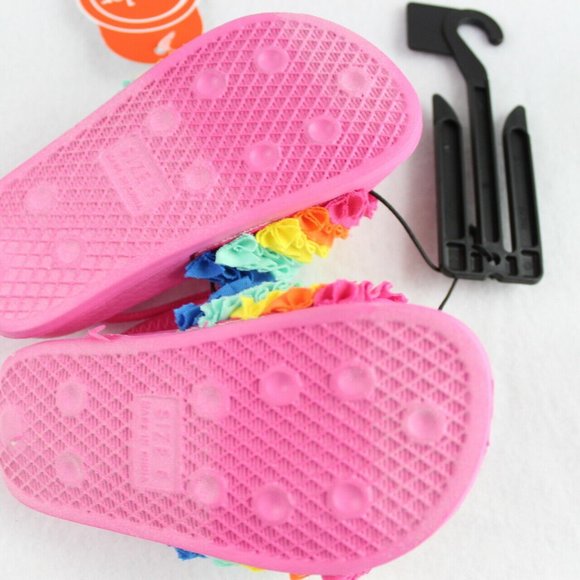 Wonder Nation Ruffle Slide Sandals Baby Girl Size 5,6 Rainbow Pink Ankle Straps - Picture 5 of 5